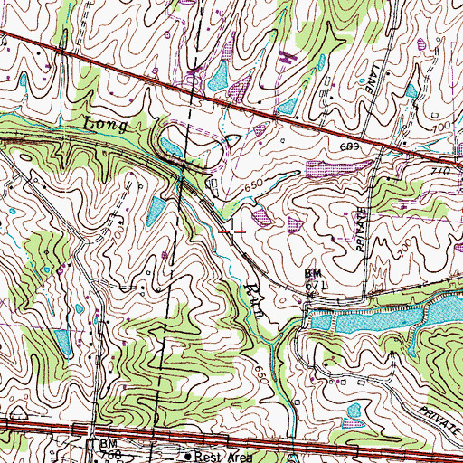 Topographic Map of Floyds Fork Post Office (historical), KY