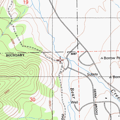 Topographic Map of Bear Valley Creek, CA