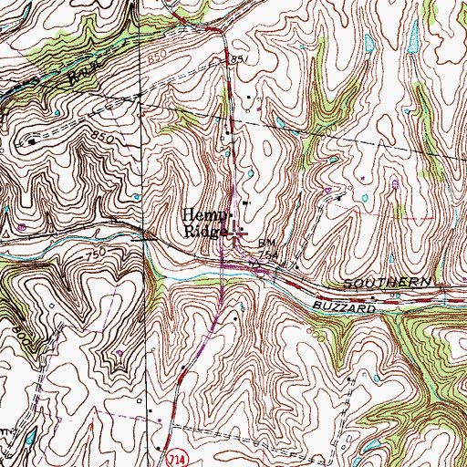 Topographic Map of Hemp Ridge Railroad Station (historical), KY