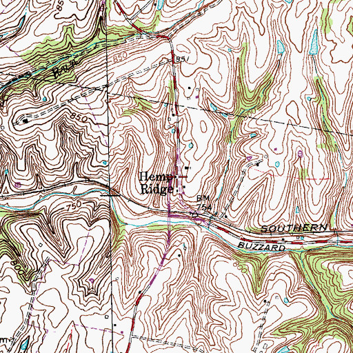 Topographic Map of Hempridge Post Office (historical), KY