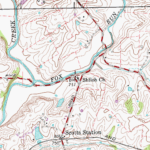 Topographic Map of Herrington Mills (historical), KY