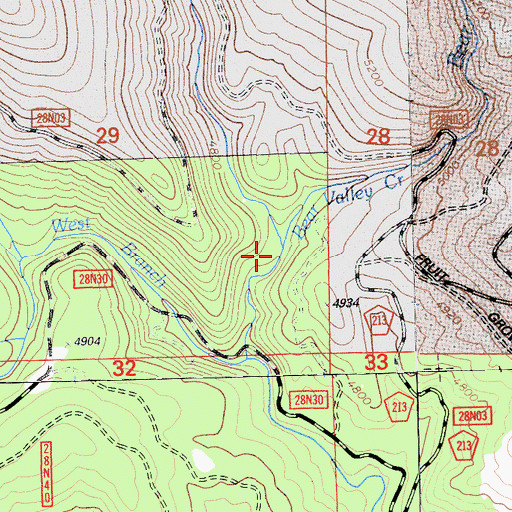 Topographic Map of Bear Valley Creek, CA