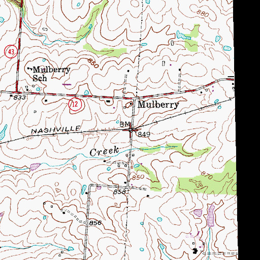 Topographic Map of Mulberry Railroad Station (historical), KY