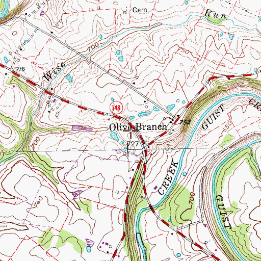 Topographic Map of Newlands Station (historical), KY