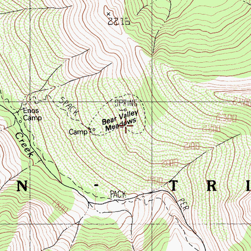 Topographic Map of Bear Valley Meadows Camp, CA