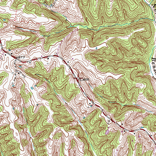 Topographic Map of Pleasant View Church (historical), KY