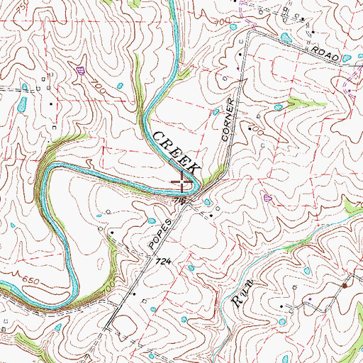 Topographic Map of Popes Corner, KY