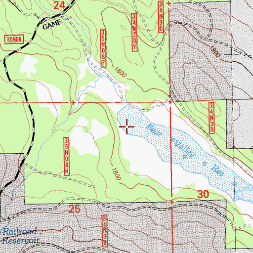 Topographic Map of Bear Valley Reservoir, CA