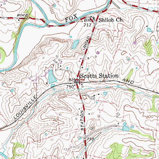 Topographic Map of Scotts Station Post Office (historical), KY