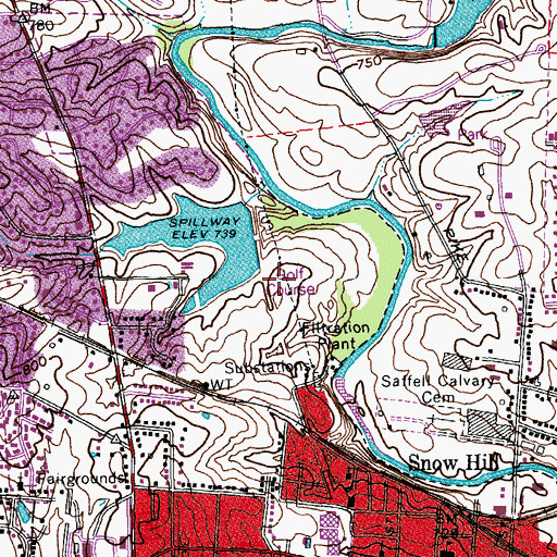 Topographic Map of Shelby County Country Club, KY