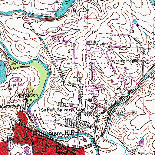 Topographic Map of Snow Hill, KY