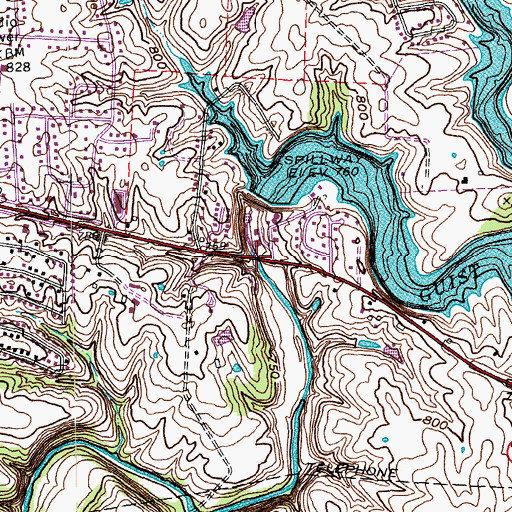 Topographic Map of Three Mile Bridge, KY