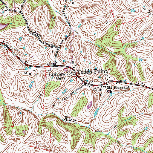 Topographic Map of Todds Point Post Office (historical), KY