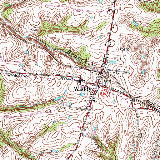 Topographic Map of Waddy High School (historical), KY