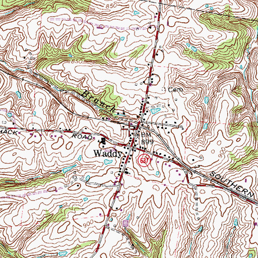 Topographic Map of Waddy School (historical), KY