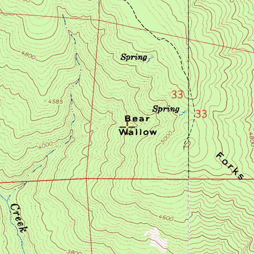 Topographic Map of Bear Wallow, CA