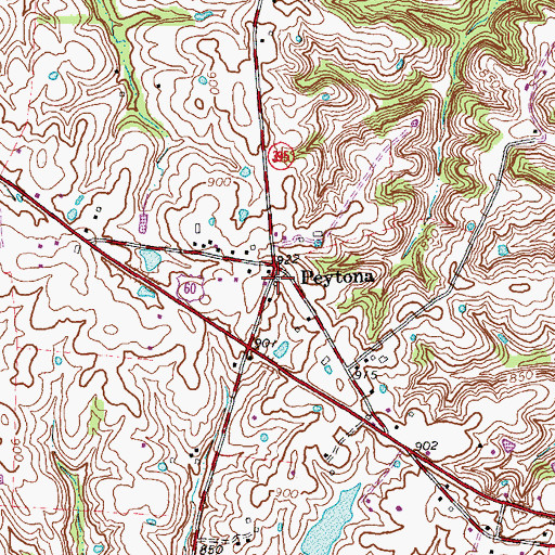 Topographic Map of Peytona Post Office (historical), KY