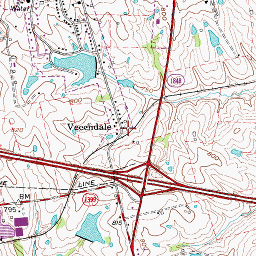 Topographic Map of Veechdale Post Office (historical), KY