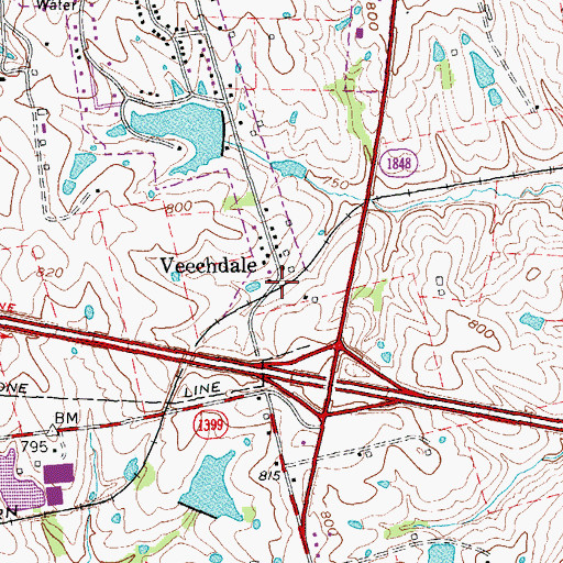 Topographic Map of Veechdale Railroad Station (historical), KY