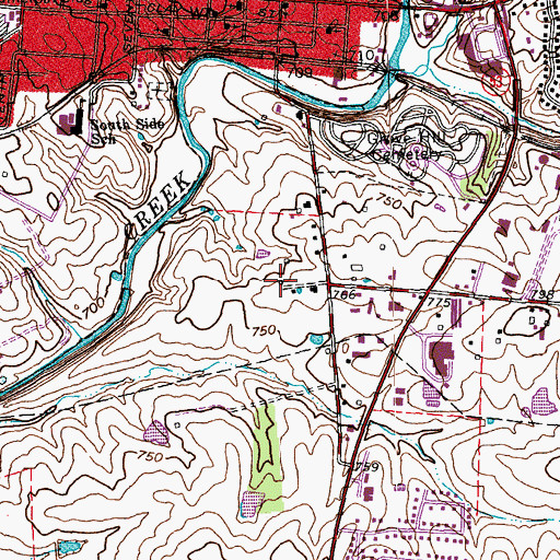 Topographic Map of Whitakers Station (historical), KY