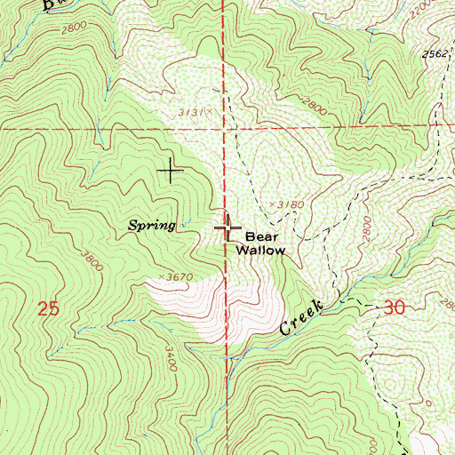 Topographic Map of Bear Wallow, CA
