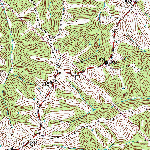 Topographic Map of Elk Ridge Post Office (historical), KY