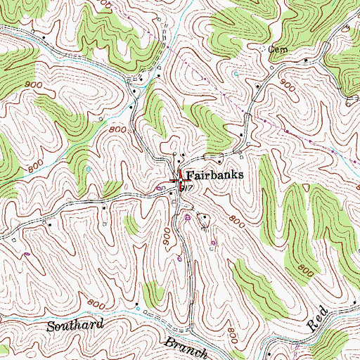 Topographic Map of Fairbanks Post Office (historical), KY