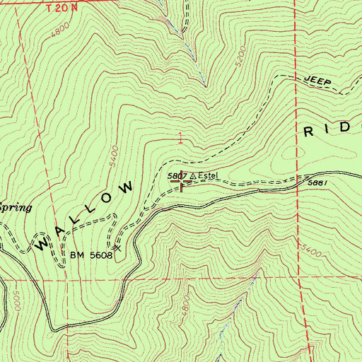 Topographic Map of Bear Wallow Ridge, CA