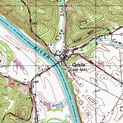 Topographic Map of Gratz Post Office (historical), KY