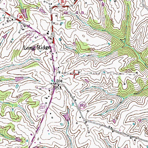 Topographic Map of Harrisburg College (historical), KY
