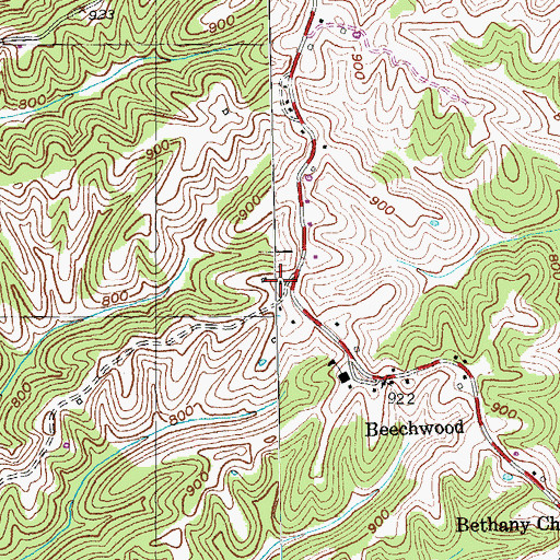 Topographic Map of Hawkins School (historical), KY