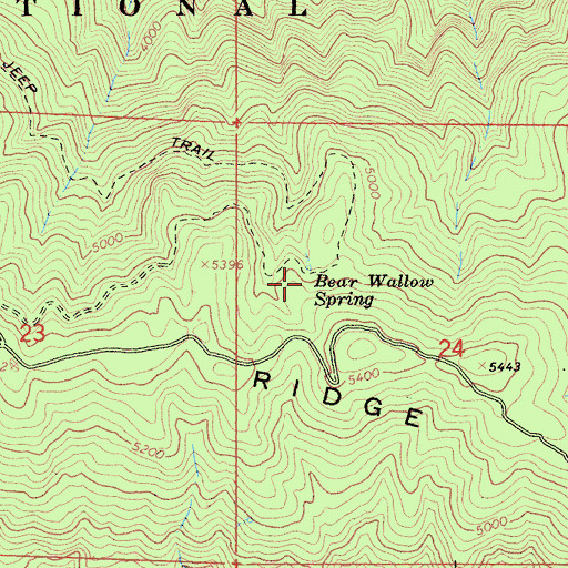 Topographic Map of Bear Wallow Spring, CA