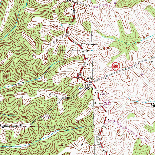 Topographic Map of Haydons Post Office (historical), KY