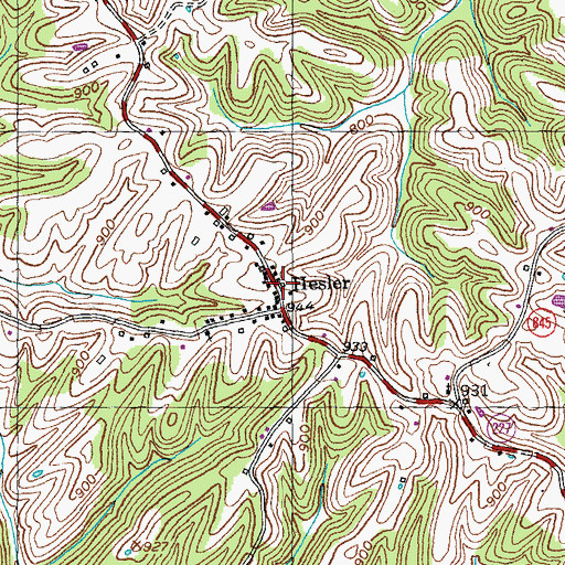 Topographic Map of Hesler Post Office (historical), KY