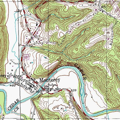 Topographic Map of Honeysuckle Hill, KY