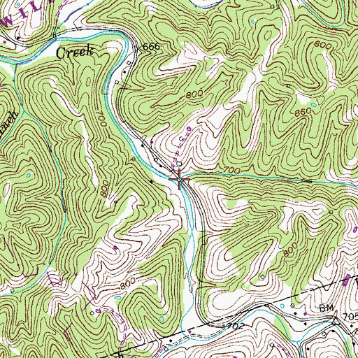 Topographic Map of Horney Fork, KY