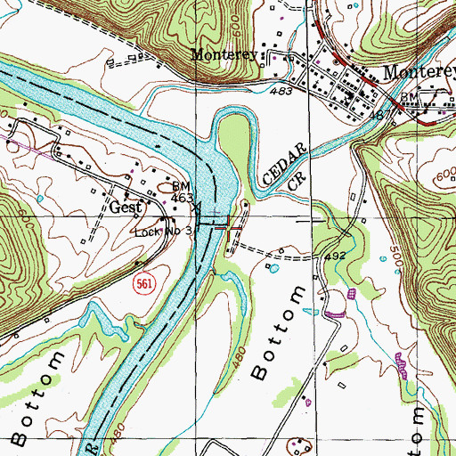Topographic Map of J D Burns Landing (historical), KY