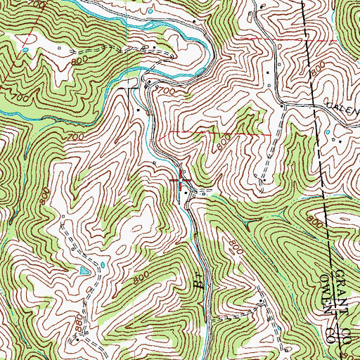 Topographic Map of Log Lick Creek, KY