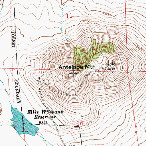Topographic Map of Antelope Mountain, AZ