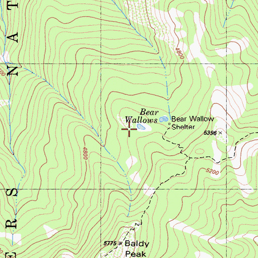 Topographic Map of Bear Wallows, CA