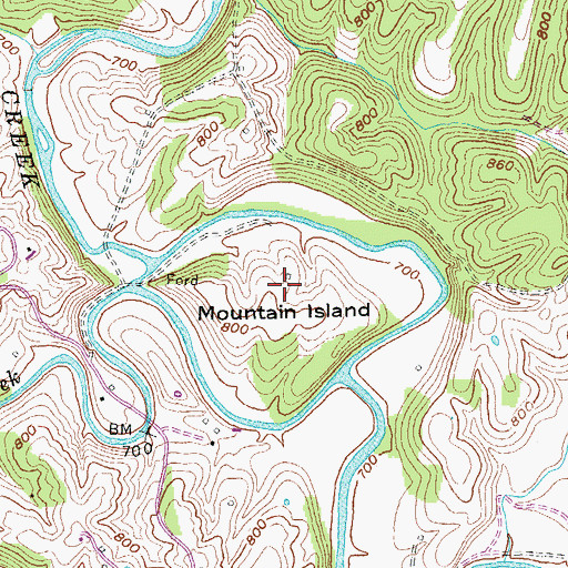 Topographic Map of Mountain Island Baptist Church (historical), KY