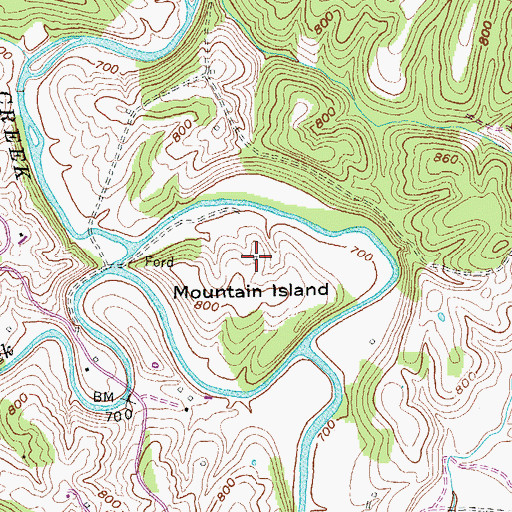 Topographic Map of Mountain Island Post Office (historical), KY