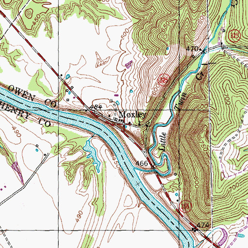 Topographic Map of Moxley Post Office (historical), KY
