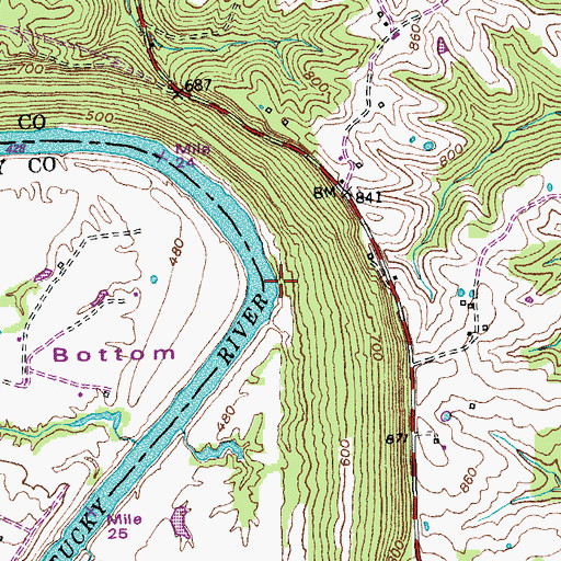 Topographic Map of Mussel Shoals Landing (historical), KY