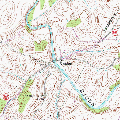Topographic Map of Natlee Post Office (historical), KY