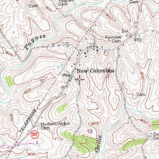 Topographic Map of New Columbus Post Office (historical), KY