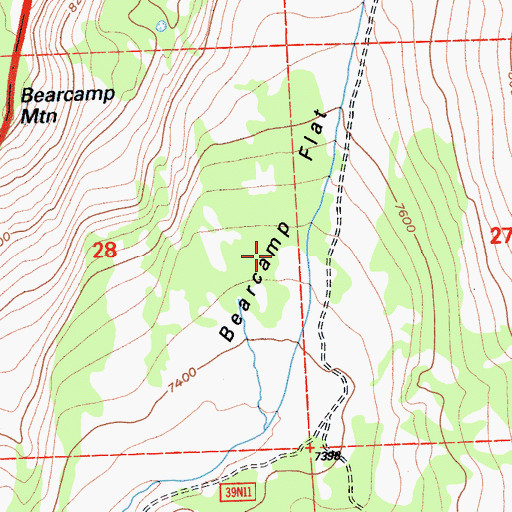 Topographic Map of Bearcamp Flat, CA