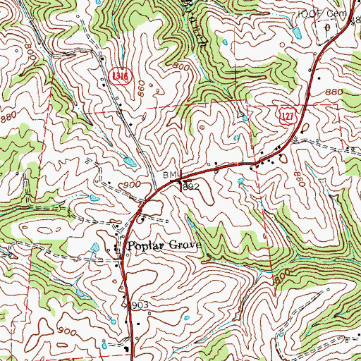 Topographic Map of Poplar Grove Baptist Church, KY