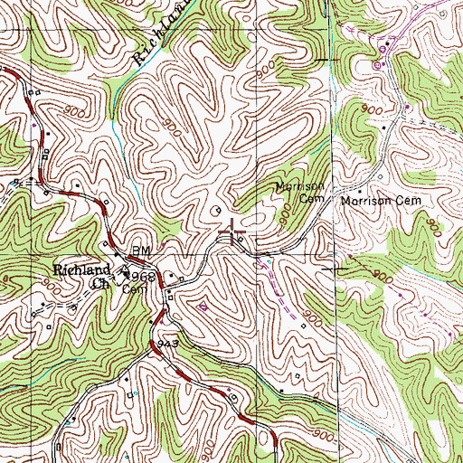 Topographic Map of Richland Baptist Church (historical), KY