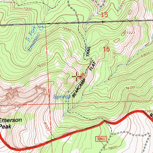 Topographic Map of Bearcamp Flat Trail, CA